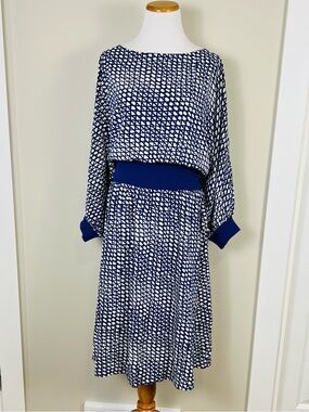 Maeve Blue and White Geometric Dress